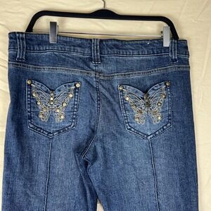 Mossimo Supply Co Jeans 13 Blue Flare Lowest Rise Butterfly Studded Y2K